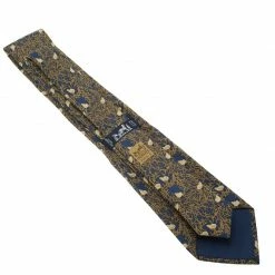 Hermes Blue Bird's Nest Print Silk Tie For Men -Deals Hermes Store luxury men hermes used accessories p59552 004