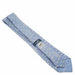 Hermes Light Blue Clouds And Birds Print Silk Tie For Men -Deals Hermes Store luxury men hermes used accessories p59556 004