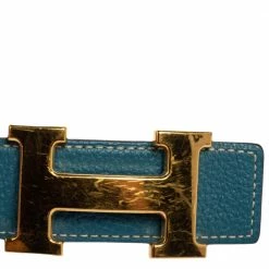 Hermes Black/Bleu Jean Togo And Chamonix H Buckle Reversible Belt 105CM For Men -Deals Hermes Store luxury men hermes used accessories p596783 001