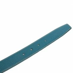 Hermes Black/Bleu Jean Togo And Chamonix H Buckle Reversible Belt 105CM For Men -Deals Hermes Store luxury men hermes used accessories p596783 002