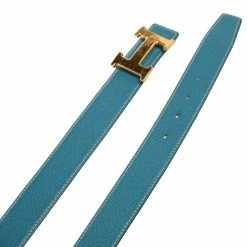 Hermes Black/Bleu Jean Togo And Chamonix H Buckle Reversible Belt 105CM For Men -Deals Hermes Store luxury men hermes used accessories p596783 010