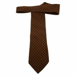 Hermes Orange And Brown Printed Silk Tie For Men -Deals Hermes Store luxury men hermes used accessories p59723 003