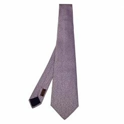 Hermes Hermès Purple Chevron Patterned Silk Jacquard Tie For Men