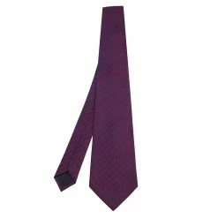 Hermes Two Tone Diamond Patterned Silk Jacquard Tie For Men