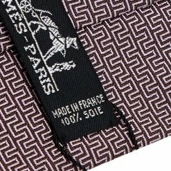 Hermes Light Pink Geometric Patterned Silk Jacquard Tie For Men -Deals Hermes Store luxury men hermes used accessories p600495 003