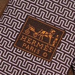 Hermes Light Pink Geometric Patterned Silk Jacquard Tie For Men -Deals Hermes Store luxury men hermes used accessories p600495 005