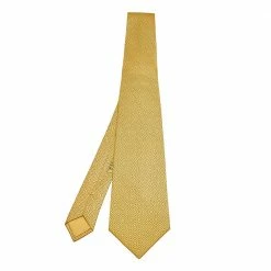 Hermes Yellow Diamond Printed Silk Tie For Men