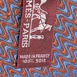Hermes Grey & Brown Wave Patterned Silk Jacquard Tie For Men -Deals Hermes Store luxury men hermes used accessories p600502 002