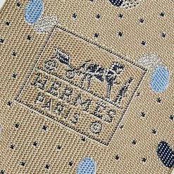 Hermes Beige Dot Patterned Silk Jacquard Tie For Men -Deals Hermes Store luxury men hermes used accessories p600509 002