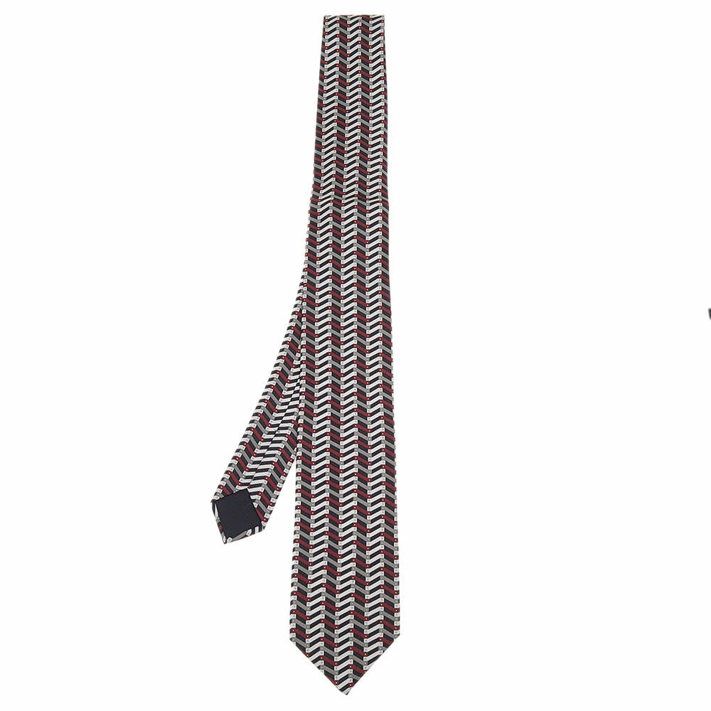Hermes Multicolor Printed Silk Narrow Tie For Men 3 Hermes Multicolor Printed Silk Narrow Tie For Men