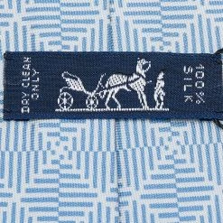 Hermes Blue Op Art Diamond Printed Silk Tie For Men -Deals Hermes Store luxury men hermes used accessories p600773 003