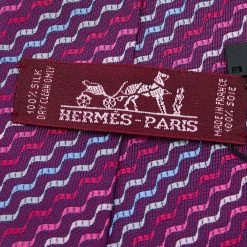 Hermes Purple Wave Pattern Silk Jacquard Tie For Men -Deals Hermes Store luxury men hermes used accessories p600777 003