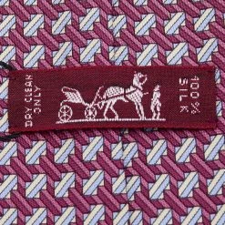 Hermes Onion Pink Geometric Printed Silk Tie For Men -Deals Hermes Store luxury men hermes used accessories p600783 003