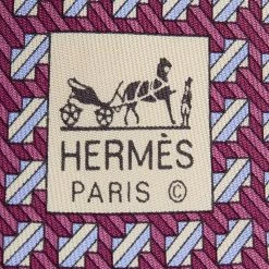 Hermes Onion Pink Geometric Printed Silk Tie For Men -Deals Hermes Store luxury men hermes used accessories p600783 005