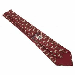 Hermes Red Sheep Print Silk Tie For Men -Deals Hermes Store luxury men hermes used accessories p61075 004