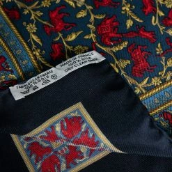 Hermes Multicolor Chasse En Inde Printed Silk Pocket Square For Men -Deals Hermes Store luxury men hermes used accessories p612604 002