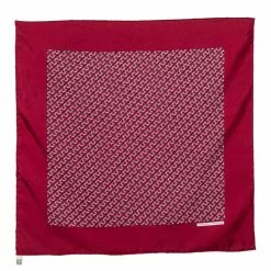 Hermes Red Geometric Printed Silk Pocket Square For Men
