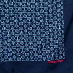 Hermes Navy Blue Printed Silk Pocket Square For Men -Deals Hermes Store luxury men hermes used accessories p612642 003