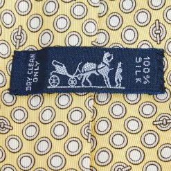 Hermes Yellow Geometric Printed Silk Tie For Men -Deals Hermes Store luxury men hermes used accessories p612647 002