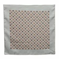 Hermes Grey Printed Silk Pocket Square For Men