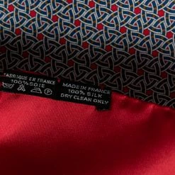 Hermes Red Printed Silk Pocket Square For Men -Deals Hermes Store luxury men hermes used accessories p612658 002