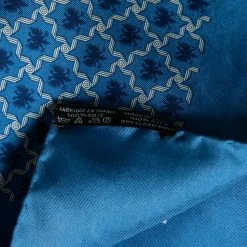 Hermes Blue Printed Silk Pocket Square For Men -Deals Hermes Store luxury men hermes used accessories p612660 002