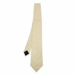 Hermes Yellow Wave Pattern Silk Jacquard Tie For Men