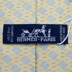 Hermes Yellow Wave Pattern Silk Jacquard Tie For Men -Deals Hermes Store luxury men hermes used accessories p614812 003