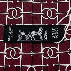 Hermes Burgundy Interlocking H Printed Silk Tie For Men 9 Hermes Burgundy Interlocking H Printed Silk Tie For Men -Deals Hermes Store luxury men hermes used accessories p614815 003