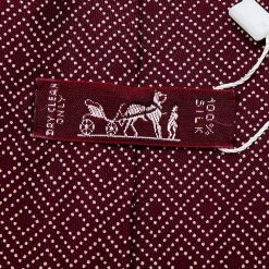 Hermes Burgundy Printed Silk Tie For Men 11 Hermes Burgundy Printed Silk Tie For Men -Deals Hermes Store luxury men hermes used accessories p614843 003