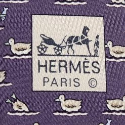 Hermes Lavender Blue Duck Printed Silk Tie For Men 10 Hermes Lavender Blue Duck Printed Silk Tie For Men -Deals Hermes Store luxury men hermes used accessories p614852 005