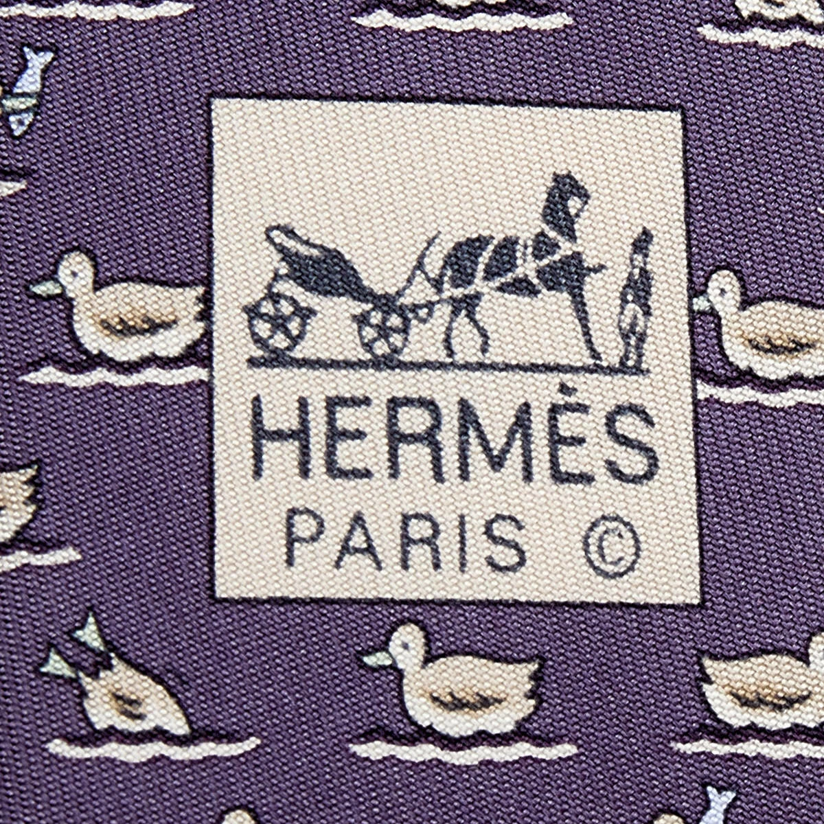 Hermes Lavender Blue Duck Printed Silk Tie For Men 6 Hermes Lavender Blue Duck Printed Silk Tie For Men - Image 4