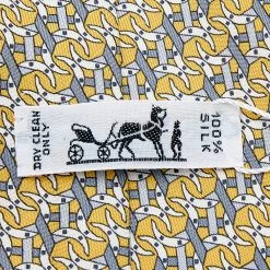 Hermes Yellow Interlocking Horseshoe Printed Silk Tie For Men -Deals Hermes Store luxury men hermes used accessories p614855 003