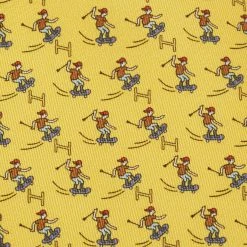 Hermes Hermès Yellow Skate Print Silk Tie For Men -Deals Hermes Store luxury men hermes used accessories p652708 005