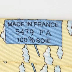 Hermes Yellow Airplane Cloud Printed Silk Tie For Men -Deals Hermes Store luxury men hermes used accessories p672241 002