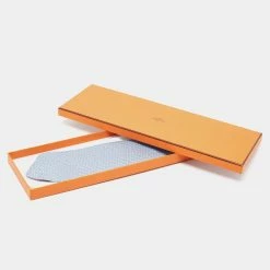 Hermes Light Blue Dolphin Printed Silk Tie For Men -Deals Hermes Store luxury men hermes used accessories p676002 005