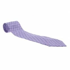 Hermes Purple H Logo Woven Silk Tie For Men