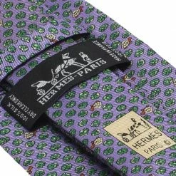 Hermes Purple Turtle Print Silk Tie For Men 11 Hermes Purple Turtle Print Silk Tie For Men -Deals Hermes Store luxury men hermes used accessories p73117 005
