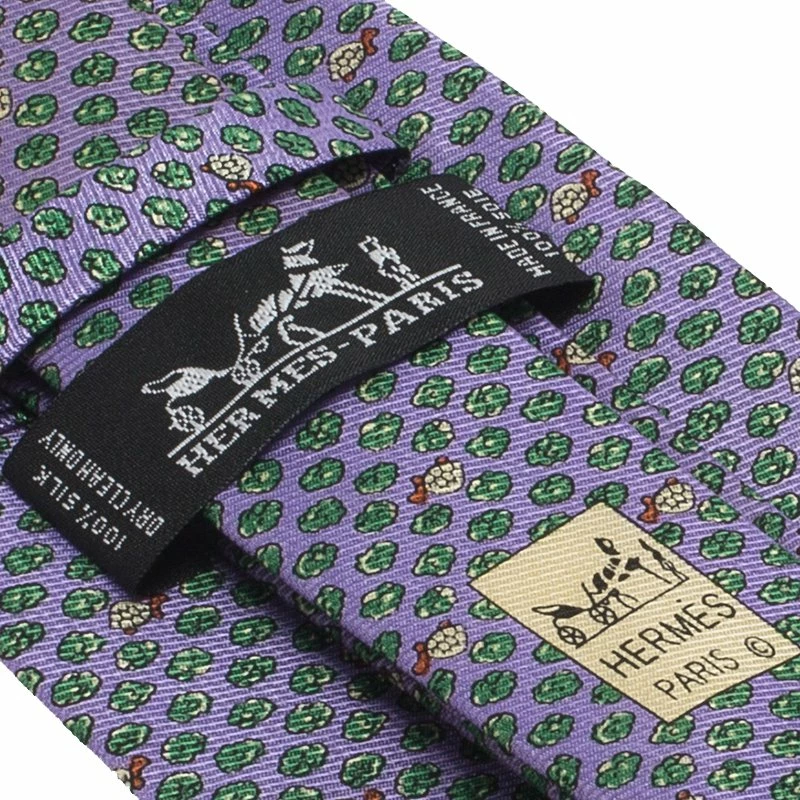 Hermes Purple Turtle Print Silk Tie For Men 7 Hermes Purple Turtle Print Silk Tie For Men - Image 5