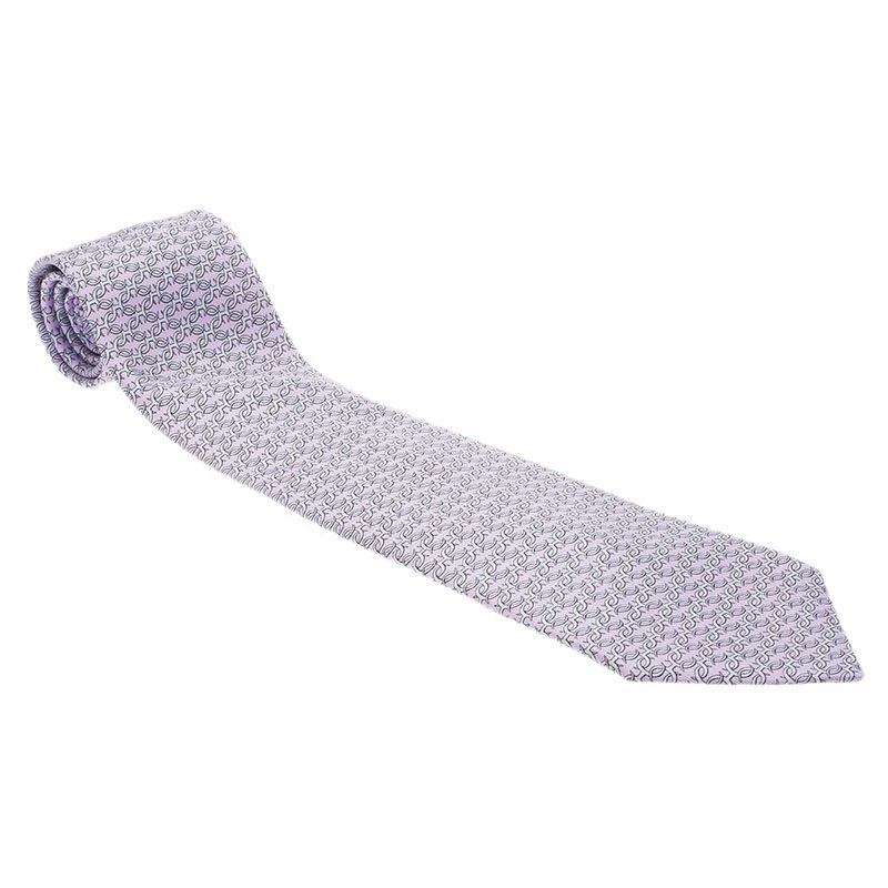 Hermes Lilac Printed Silk Tie For Men 3 Hermes Lilac Printed Silk Tie For Men