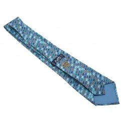 Hermes Blue Horse Print Silk Tie For Men -Deals Hermes Store luxury men hermes used accessories p83404 004