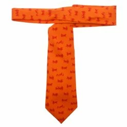 Hermes Orange Signature Horse Logo Print Tie For Men -Deals Hermes Store luxury men hermes used accessories p8719 003