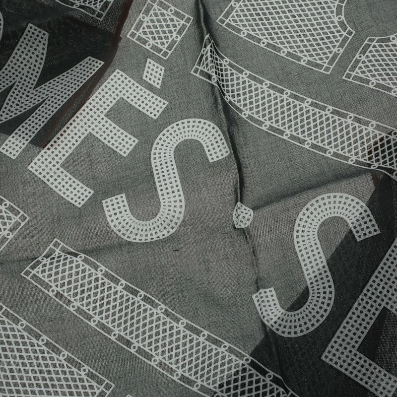 Hermes Sellier Grey Printed Cotton Hermes Sellier Pocket Square For Men 6 Hermes Sellier Grey Printed Cotton Hermes Sellier Pocket Square For Men - Image 4