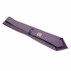 Hermes Purple Printed Tie For Men -Deals Hermes Store luxury men hermes used accessories p88863 004