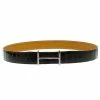 Hermes Black Porosus Crocodile Palladium Idem Belt 85 CM For Men -Deals Hermes Store luxury men hermes used accessories p93202 001