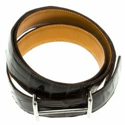 Hermes Black Porosus Crocodile Palladium Idem Belt 85 CM For Men -Deals Hermes Store luxury men hermes used accessories p93202 003