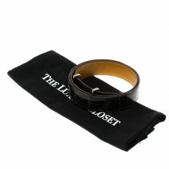 Hermes Black Porosus Crocodile Palladium Idem Belt 85 CM For Men -Deals Hermes Store luxury men hermes used accessories p93202 006