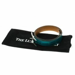 Hermes Blue Paon Porosus Crocodile Palladium Quentin Belt 85 CM For Men 13 Hermes Blue Paon Porosus Crocodile Palladium Quentin Belt 85 CM For Men -Deals Hermes Store luxury men hermes used accessories p93206 006