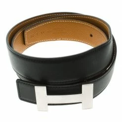 Hermes Black/Brown Box And Epsom Leather Quizz Buckle Belt 85 CM For Men -Deals Hermes Store luxury men hermes used accessories p97042 003