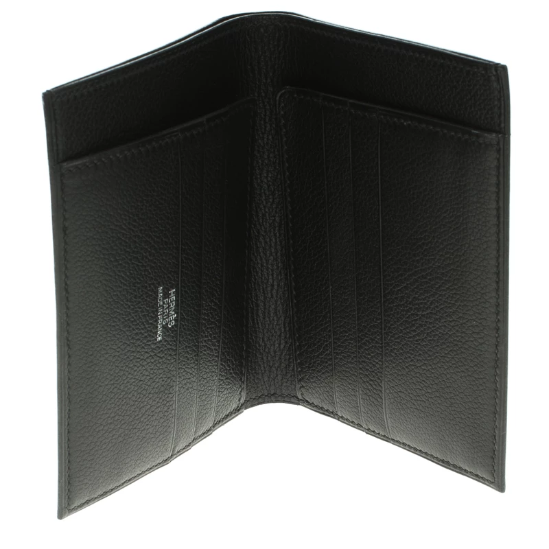 Hermes Black Evergrain Calfskin Leather Bi Fold Wallet For Men 4 Hermes Black Evergrain Calfskin Leather Bi Fold Wallet For Men - Image 2